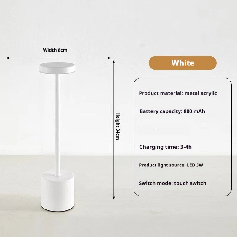 USB Metal Rechargeable Table Lamp Desk Light 3 Colors Adjustable Creative Ambient Desktop Mood Mini Lighting Bedside Decorative