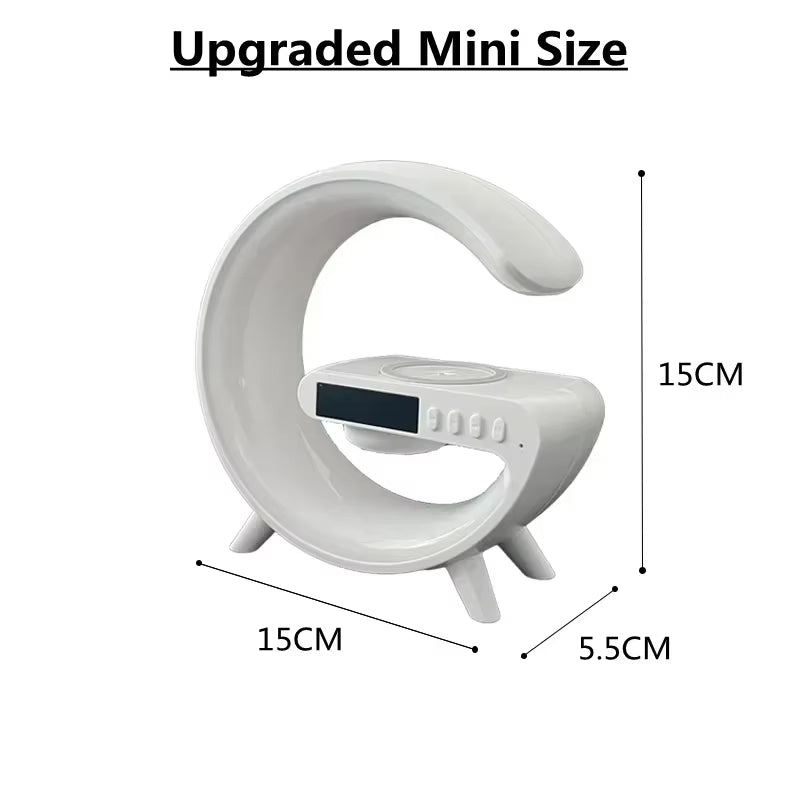 RGB Night Light Lamp Multifunction Alarm Clock TF Blueotooth Speaker 15W Wireless Charger Station Pad for Iphone 15 14 13 12 8