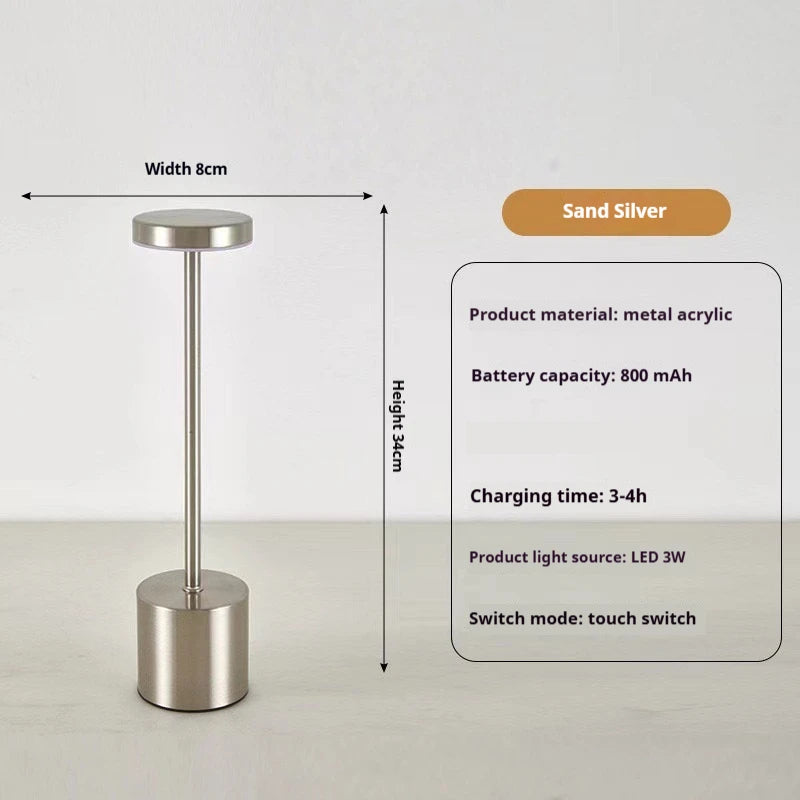 USB Metal Rechargeable Table Lamp Desk Light 3 Colors Adjustable Creative Ambient Desktop Mood Mini Lighting Bedside Decorative