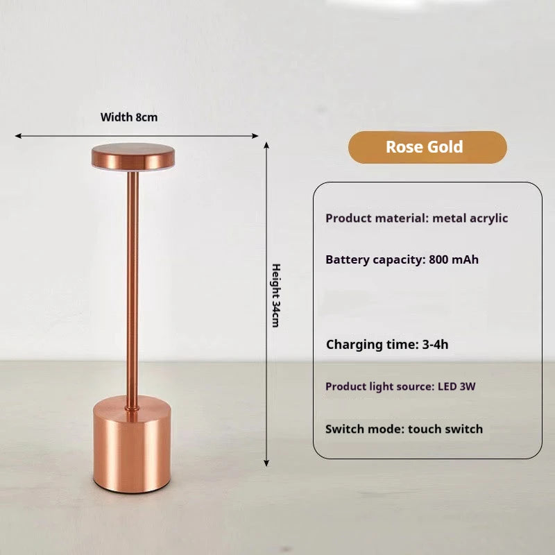 USB Metal Rechargeable Table Lamp Desk Light 3 Colors Adjustable Creative Ambient Desktop Mood Mini Lighting Bedside Decorative