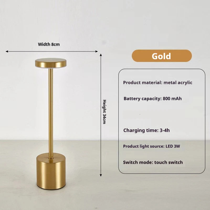 USB Metal Rechargeable Table Lamp Desk Light 3 Colors Adjustable Creative Ambient Desktop Mood Mini Lighting Bedside Decorative